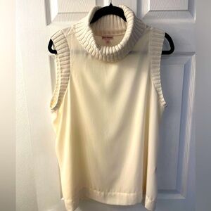Juicy Couture XL turtleneck sleeveless cream blouse